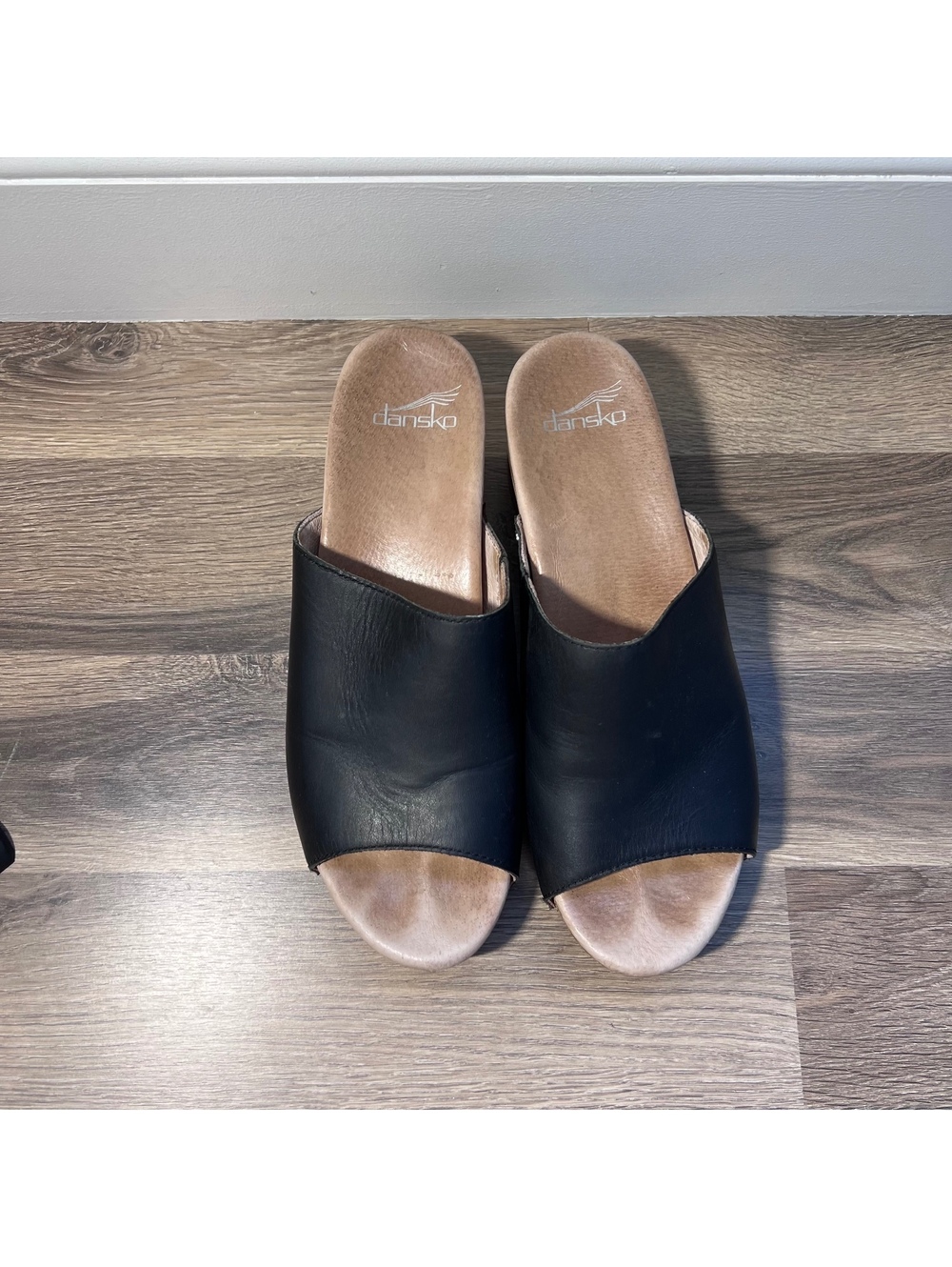 Dansko black leather slide mules, women's size 9 (40)